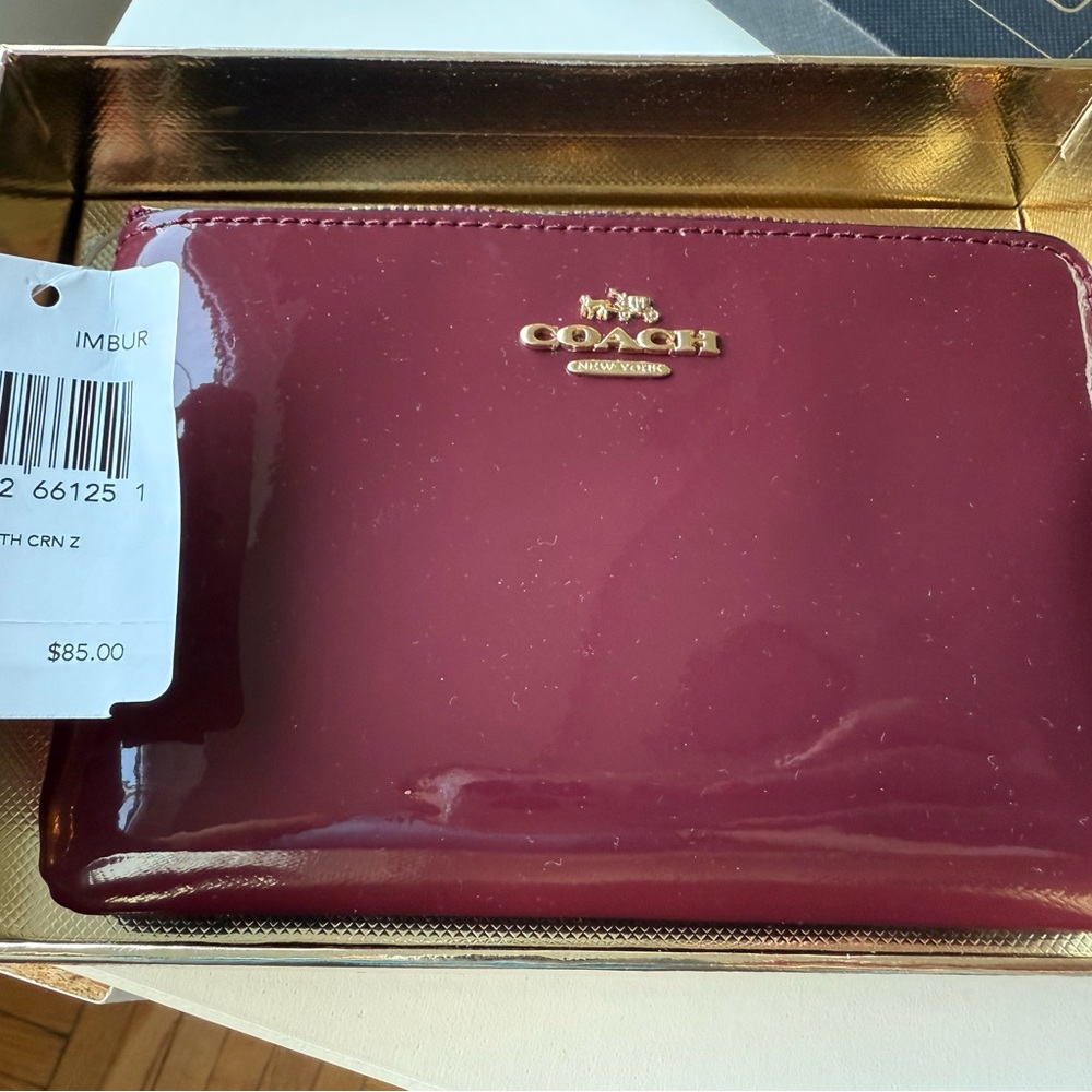 Coach Maroon Glossy Wallet